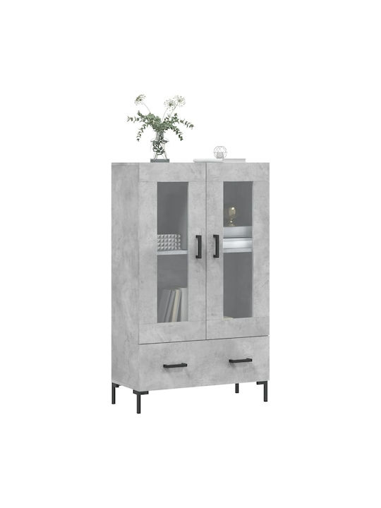 Wohnzimmer Vitrine aus Holz & Metall mit Verglasung in Grau 69.5x31x115cm