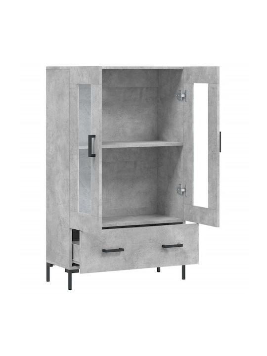 Wohnzimmer Vitrine aus Holz & Metall mit Verglasung in Grau 69.5x31x115cm