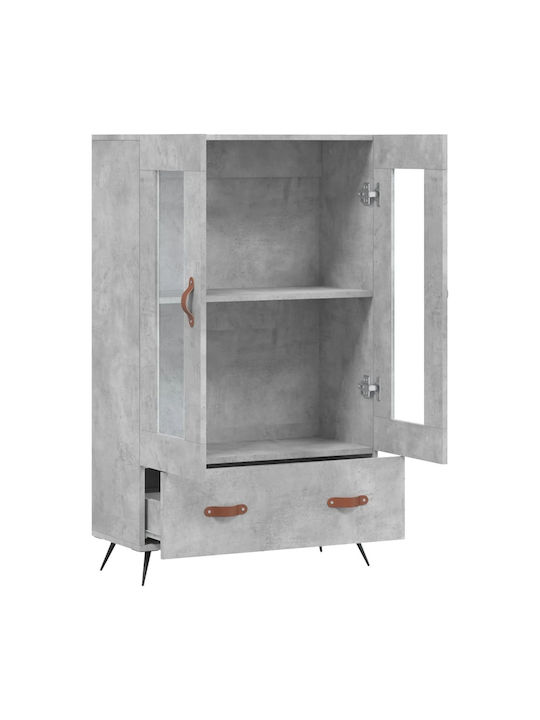 Wohnzimmer Vitrine aus Holz & Metall mit Verglasung Graues 69.5x31x115cm