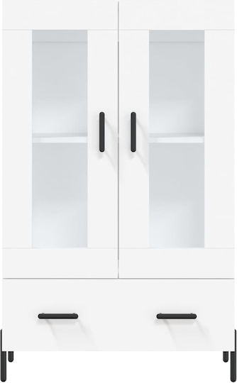 Living Room Display Cabinet Made of Wood and Metal with Glass White 69.5x31x115cm