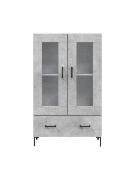 Wohnzimmer Vitrine aus Holz & Metall mit Verglasung in Grau 69.5x31x115cm