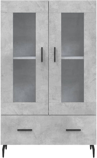 Floor-standing Living Room Display Cabinet made of Wood & Metal with Glass Gray 69.5x31x115cm