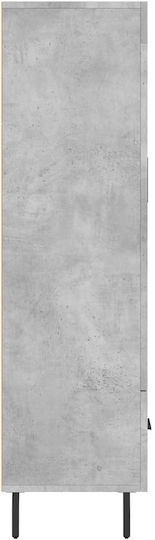 Floor-standing Living Room Display Cabinet made of Wood & Metal with Glass Gray 69.5x31x115cm
