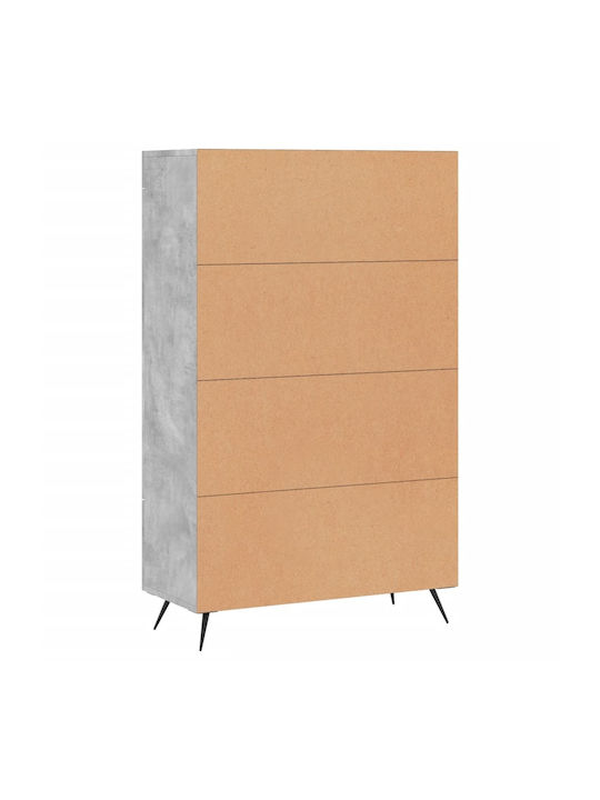 Wohnzimmer Vitrine aus Holz & Metall mit Verglasung Graues 69.5x31x115cm