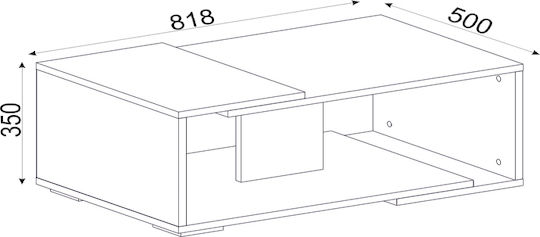 Rectangular Central Coffee Table Mareta Wooden White - Walnut W81.8xL50xH35cm