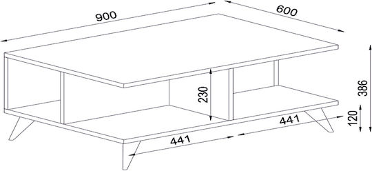 Rectangular Central Coffee Table Sedra Wooden White W90xL60xH38.6cm