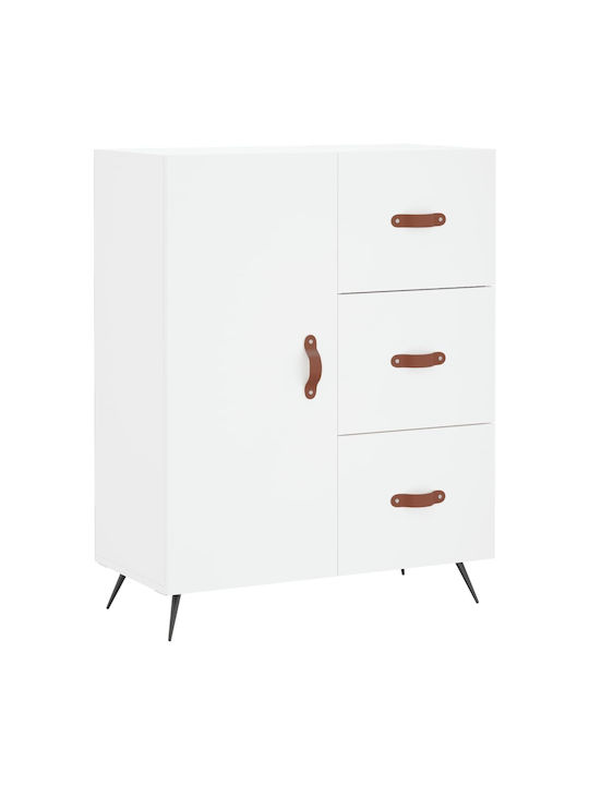 Wooden & Metallic Buffet with Drawers White L69.5xW34xH90cm