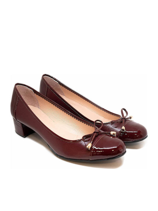 Leather Burgundy Medium Heels