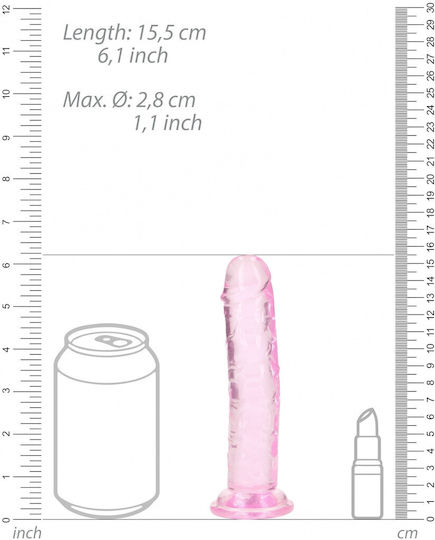 Shots Real Rock Crystal Clear Ρεαλιστικό Dildo με Βεντούζα Ροζ 14.5cm