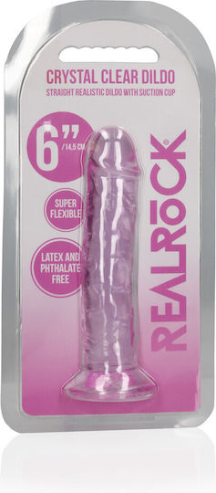 Shots Real Rock Crystal Clear Ρεαλιστικό Dildo με Βεντούζα Ροζ 14.5cm