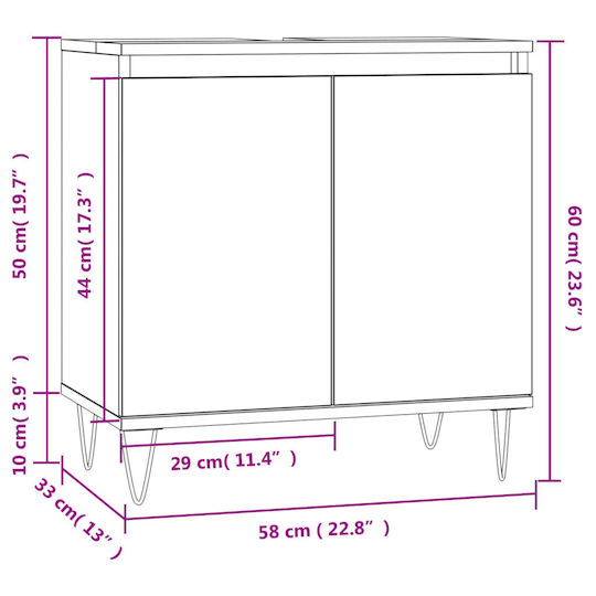 vidaXL Countertop without Sink L58xW33xH60cm Oak