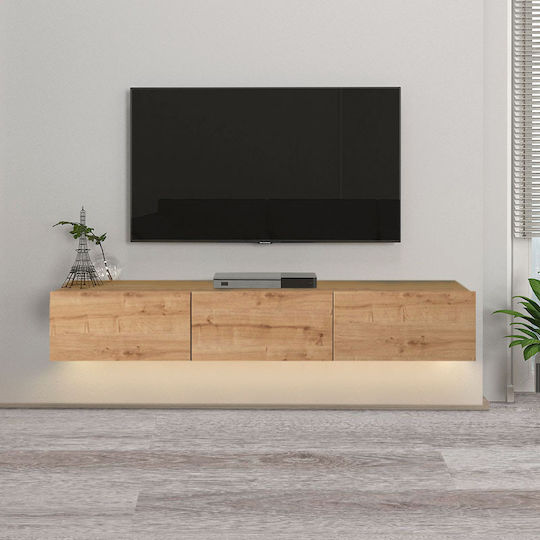 Телевизионно Мебелче Damla с LED Осветление Sapphire Oak Дължина 180xДълбочина 29.5xВисочина 29.5см