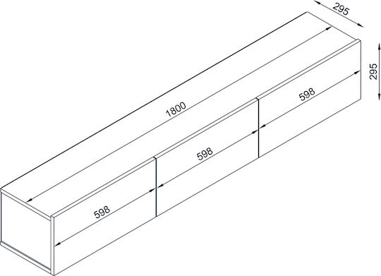 Телевизионно Мебелче Damla с LED Осветление Sapphire Oak Дължина 180xДълбочина 29.5xВисочина 29.5см