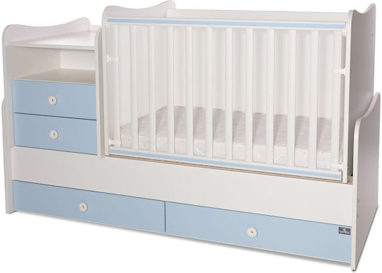 Lorelli Polymorphe Kinderbett Combo Weiß / Babyblau mit Schublade