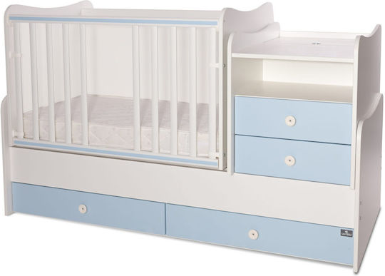 Lorelli Polymorphe Kinderbett Combo Weiß / Babyblau mit Schublade