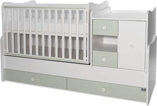 Lorelli Cabriolet Cuna Minimax Alb/Verde Lăptos Cu Sertar