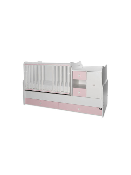 Lorelli Polymorphe Babybett Minimax Weiß/Rosa Pink mit Schublade