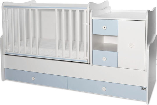 Lorelli Polymorphe Babybett Minimax Weiß/Hellblau mit Schublade