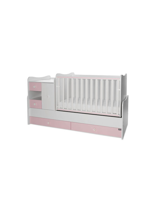 Lorelli Polymorphe Babybett Minimax Weiß/Rosa Pink mit Schublade