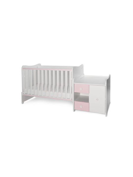 Lorelli Polymorphe Babybett Minimax Weiß/Rosa Pink mit Schublade