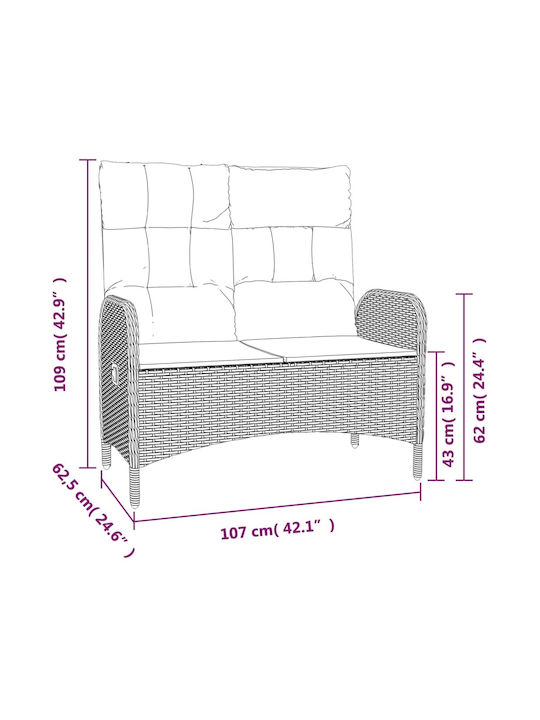 Set Sala De Mese Pentru Exterior 2 Piese Gri Cu Perne