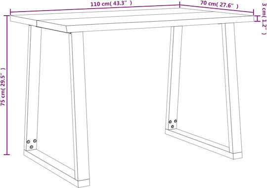 Τραπεζαρία 3τμχ 110x70εκ. Ακακία