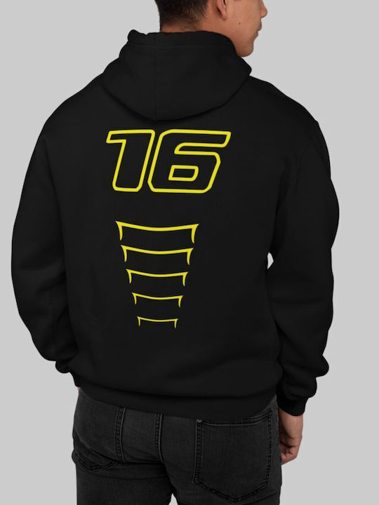 TKT Charles Leclerc Ferrari Men's Sweatshirt with Hood and Pockets Black