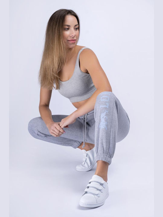 Pittentrail Παντελόνι Φόρμας με Λάστιχο Fleece Marl Grey