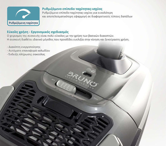 Bruno BRN-0136 Staubsauger 800W Eingetütet 3.5Es Gray