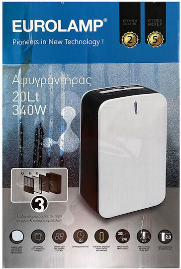 Eurolamp 300-95010 Αφυγραντήρας με Συμπιεστή και Ιονιστή 20lt