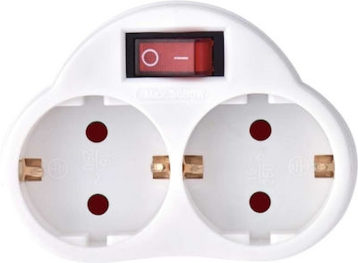 Lineme 2-Outlet T-Shaped Wall Plug White