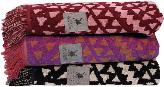 Greenwich Polo Club Beach Towel Cotton Black with Fringes 180x90cm.