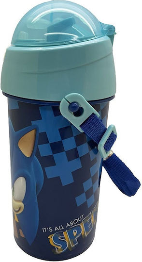 Gim Sonic Kids Water Bottle Plastic with Straw Blue 500ml
