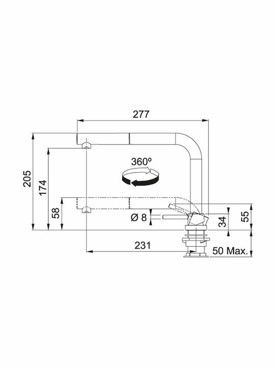 Franke Active Window Küchenarmatur Zähler mit Dusche Ausziehbar Silber