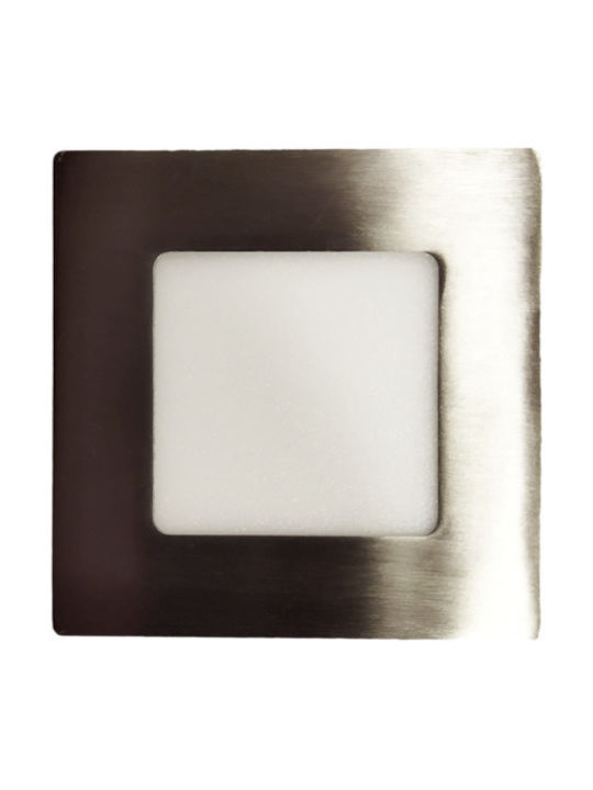 Atman Square Metallic Recessed Spot with Integrated LED and Warm White Light 3W Silver 8.5x8.5cm. 1pcs