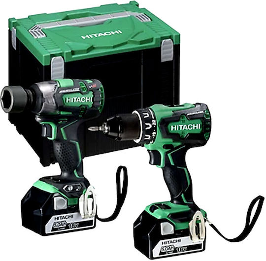 Hikoki KC18DPLWDZ Сет Двигател за бормашина & Ударна машина Безчетков 18V с 2 батерии 5Ах и куфар