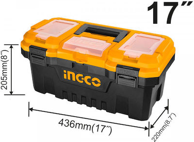 Ingco Hand Toolbox Plastic with Tray Organiser W43.6xD22xH20.5cm PBX1701