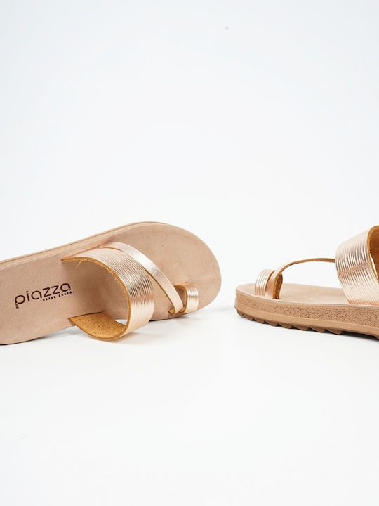 Piazza Shoes Δερμάτινα Γυναικεία Σανδάλια Ανατομικά Flatforms σε Ροζ Χρώμα