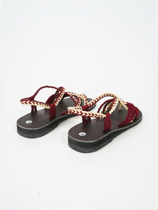 Piazza Shoes Damen Flache Sandalen in Burgundisch Farbe