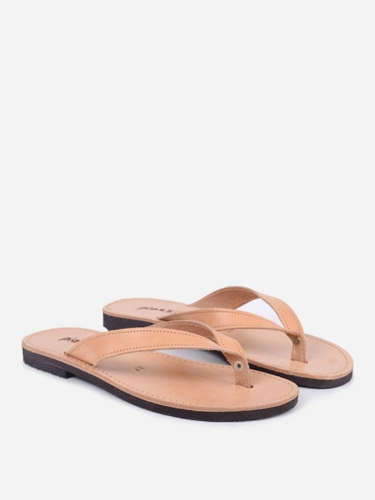 Leather Women's Flat Sandals Brown