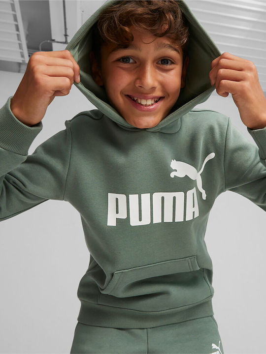 Puma Kinder Sweatshirt mit Kapuze und Taschen Khaki