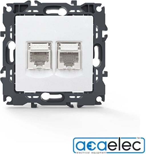 Aca Prime Διπλή Πρίζα Δικτύου και Τηλεφώνου RJ45/RJ11 χωρίς Πλαίσιο Τύπου Cat6 σε Λευκό Χρώμα 1000113401