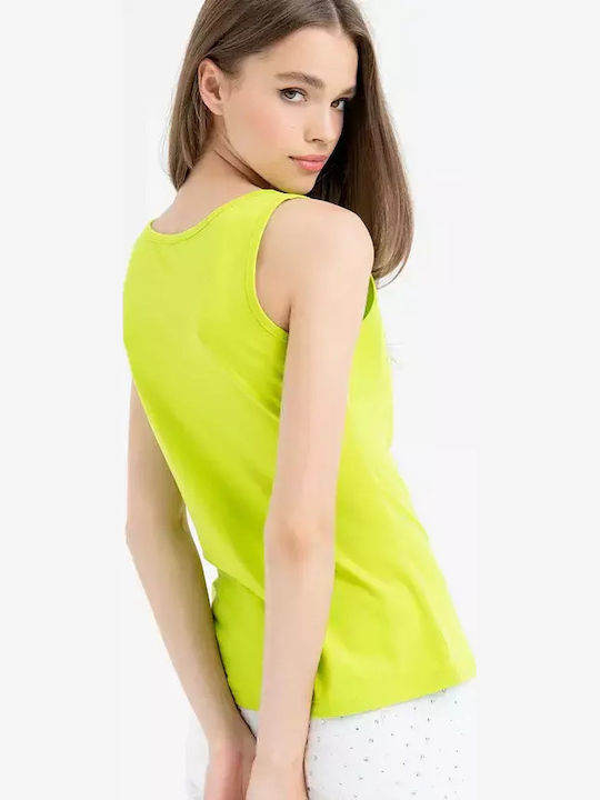 Damen Sommer Bluse Ärmellos Gelb