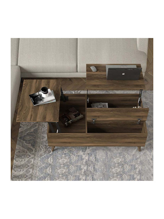 Rectangular Central Coffee Table Roy Wooden with Lifting Mechanism Brown W121xL69xH40cm