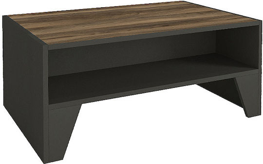 Rechteckiger Zentraler Kaffeetisch Chester Holz Anthrazit - Nussbaum M93,6xL60xH40cm