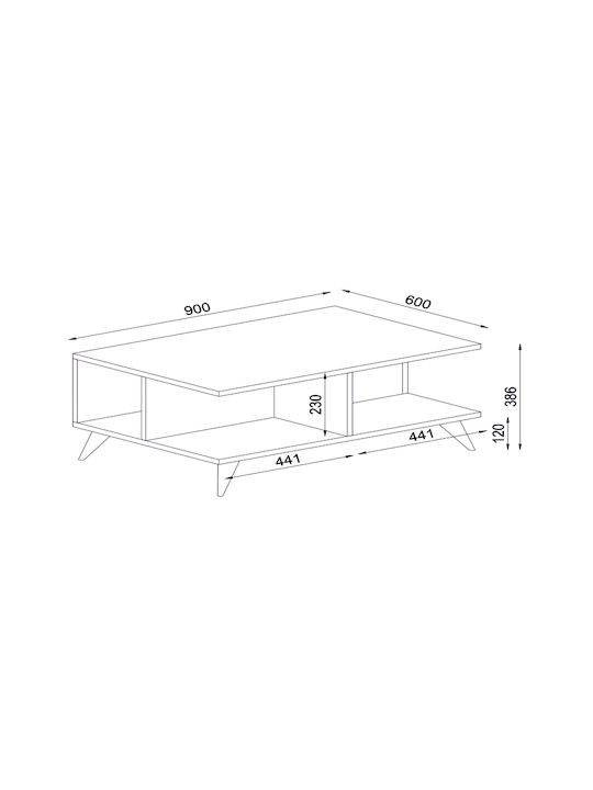 Rectangular Central Coffee Table Sedra Wooden Brown W90xL60xH38.6cm