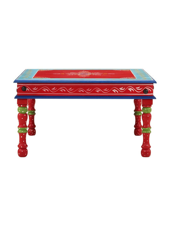 Rectangular Side Table Made of Solid Wood Red M54xW54xH30cm
