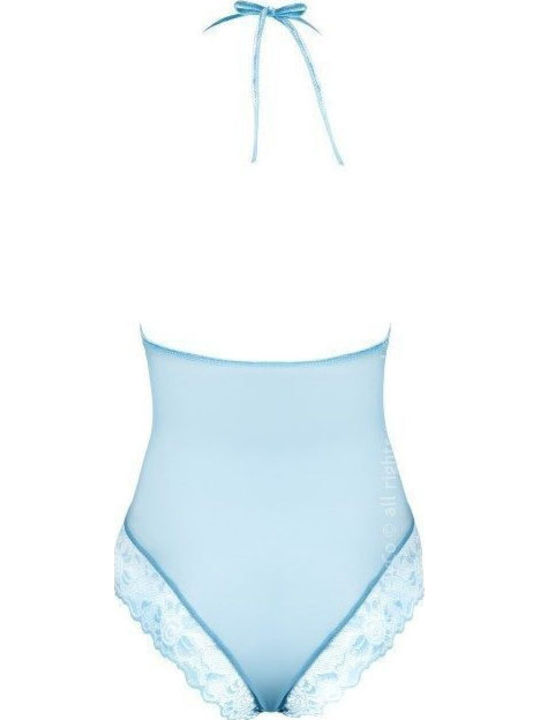 Livia Corsetti Roslindi Sexy Κορμάκι με Δαντέλα Light Blue
