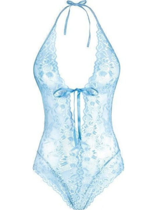 Livia Corsetti Roslindi Sexy Κορμάκι με Δαντέλα Light Blue