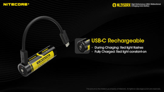 NiteCore Επαναφορτιζόμενη Μπαταρία 21700 Li-ion 5000mAh 3.6V 1τμχ